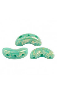 Les perles par Puca® Arcos beads Opaque green turquoise splash 63130/94401